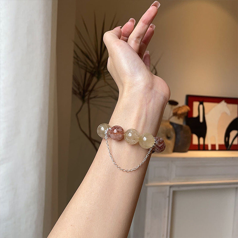 "Golden Rutilated Quartz & Black Tourmaline Bracelet | Handmade with Smoky Quartz & Moonstone | Charming bad guy Crystal Jewelry"