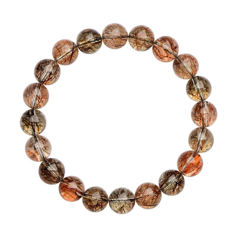 Gem Grade Black Gold Super Seven Bracelet - Natural Brazilian w/ Golden Rutile & Black Tourmaline Strands - Collector's Mineral Symphony