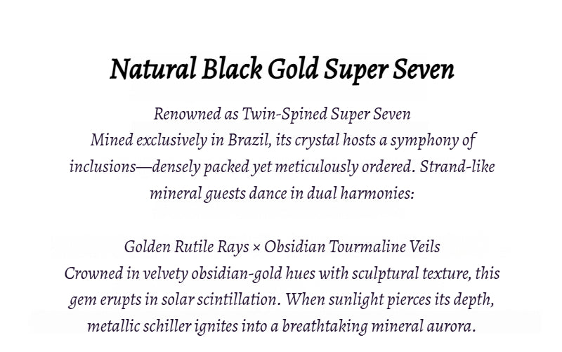 Gem Grade Black Gold Super Seven Bracelet - Natural Brazilian w/ Golden Rutile & Black Tourmaline Strands - Collector's Mineral Symphony