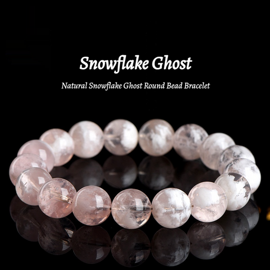 7A Natural Snow Quartz Bracelet - Healing Crystal Gift for Women -----Double Color Energy: White Clarity & Pink Love Stone Bracelet - Charged with Positive Vibes