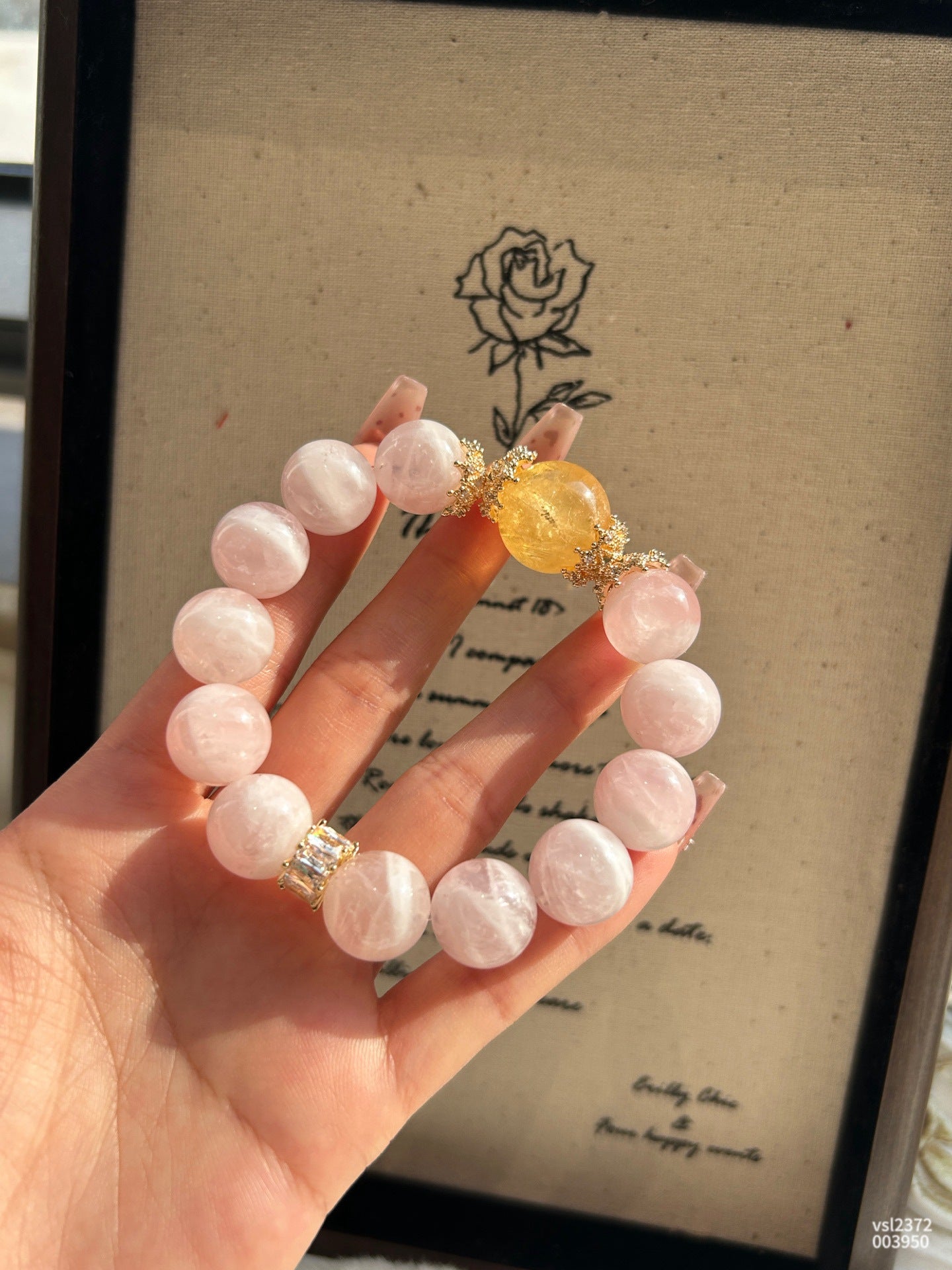 Sun-Kissed Harmony Bracelet: Natural Rose Quartz + Citrine Beads | Love & Wealth Energy