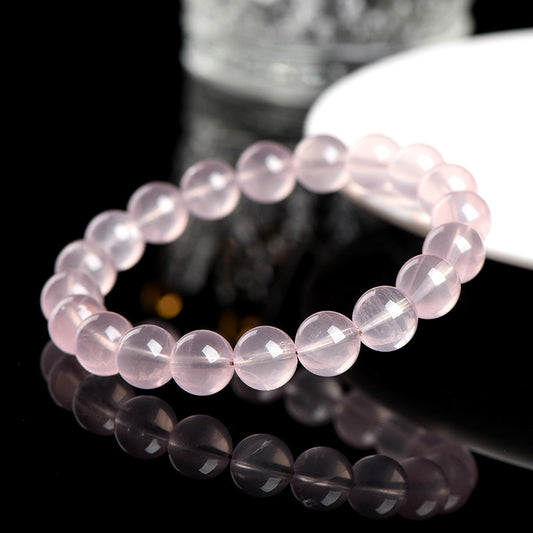Natural Star Moissanite Pink Quartz Bracelet - Sparkling Love & Compassion Gemstone Beads for Women