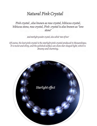 Natural Star Moissanite Pink Quartz Bracelet - Sparkling Love & Compassion Gemstone Beads for Women