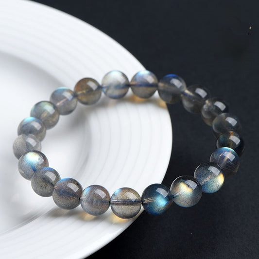 7A Quality Natural Gray Moonstone Bead Bracelet | Shimmering Adularescence | Spiritual Healing & Intuition