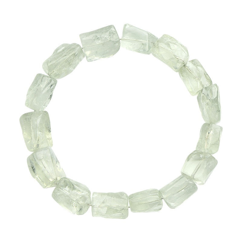 Natural Organic Freeform Green Quartz Raw Stone Bracelet - Handmade Energy Healing Jewelry
