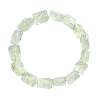 Natural Organic Freeform Green Quartz Raw Stone Bracelet - Handmade Energy Healing Jewelry
