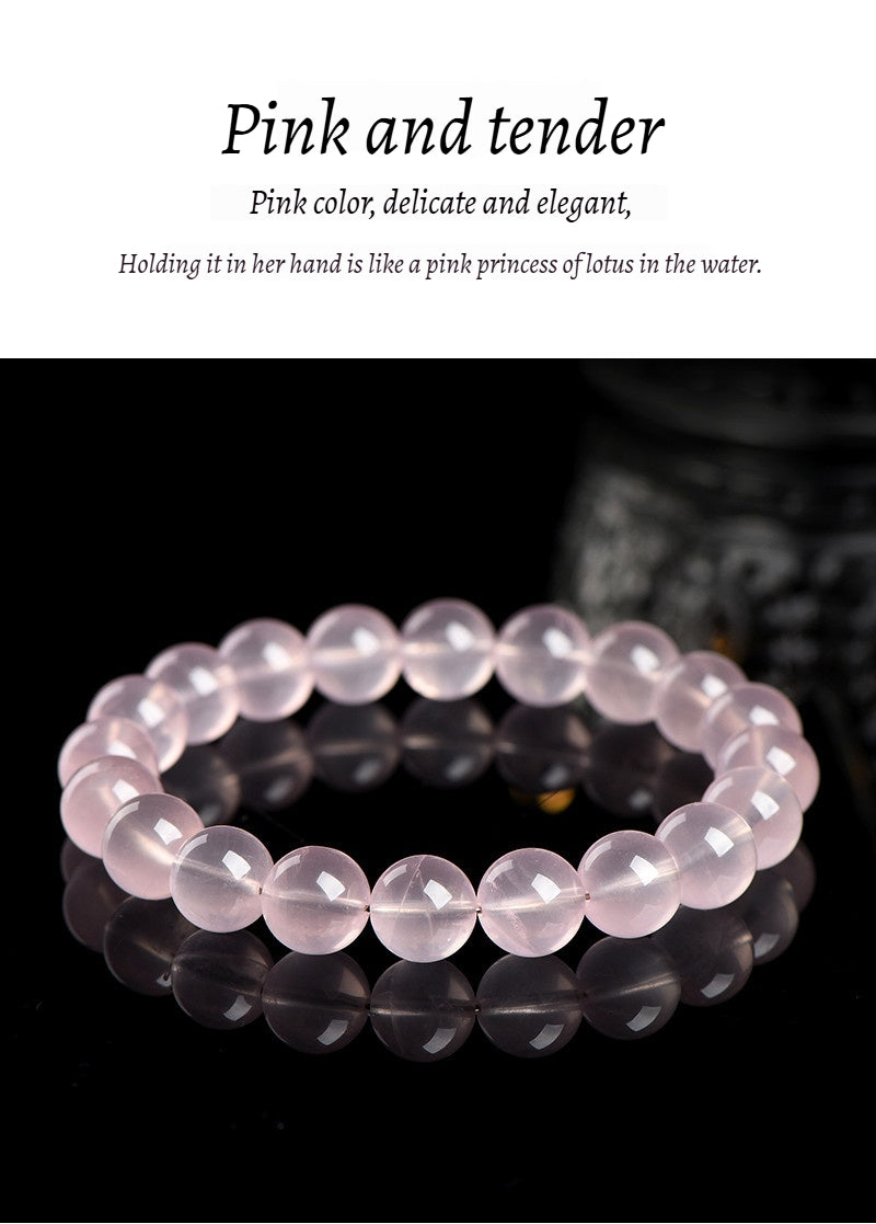 Natural Star Moissanite Pink Quartz Bracelet - Sparkling Love & Compassion Gemstone Beads for Women