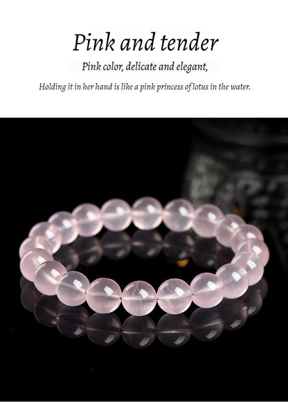 Natural Star Moissanite Pink Quartz Bracelet - Sparkling Love & Compassion Gemstone Beads for Women