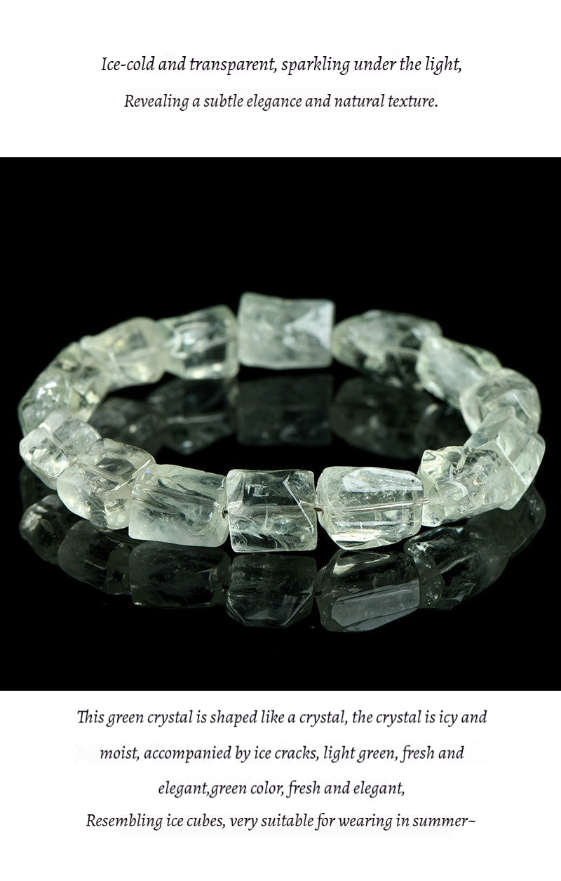 Natural Organic Freeform Green Quartz Raw Stone Bracelet - Handmade Energy Healing Jewelry