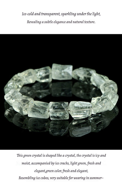 Natural Organic Freeform Green Quartz Raw Stone Bracelet - Handmade Energy Healing Jewelry