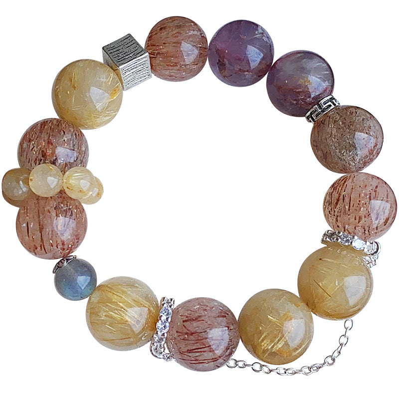 "Golden Rutilated Quartz & Black Tourmaline Bracelet | Handmade with Smoky Quartz & Moonstone | Charming bad guy Crystal Jewelry"