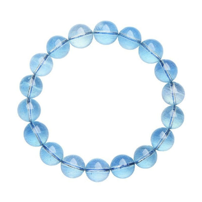 Sky-Blue Transparent Aquamarine Gemstone - Crystal Clear & Rich Color - Round Smooth Bead