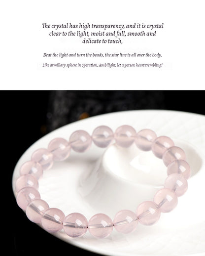 Natural Star Moissanite Pink Quartz Bracelet - Sparkling Love & Compassion Gemstone Beads for Women