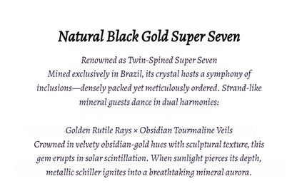 Gem Grade Black Gold Super Seven Bracelet - Natural Brazilian w/ Golden Rutile & Black Tourmaline Strands - Collector's Mineral Symphony
