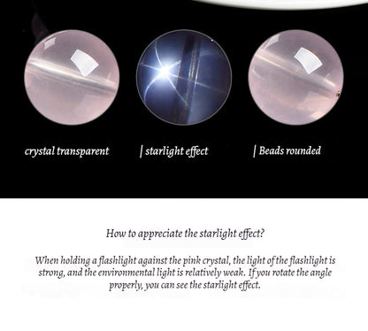 Natural Star Moissanite Pink Quartz Bracelet - Sparkling Love & Compassion Gemstone Beads for Women