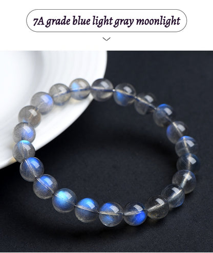 7A Quality Natural Gray Moonstone Bead Bracelet | Shimmering Adularescence | Spiritual Healing & Intuition