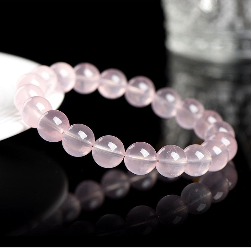 Natural Star Moissanite Pink Quartz Bracelet - Sparkling Love & Compassion Gemstone Beads for Women