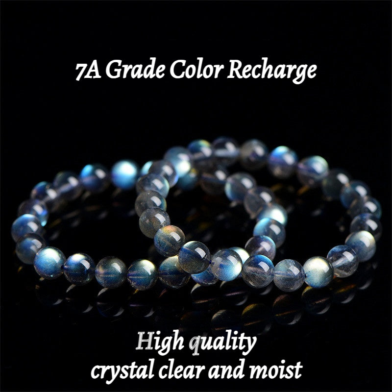 7A Quality Natural Gray Moonstone Bead Bracelet | Shimmering Adularescence | Spiritual Healing & Intuition