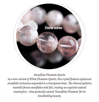 7A Natural Snow Quartz Bracelet - Healing Crystal Gift for Women -----Double Color Energy: White Clarity & Pink Love Stone Bracelet - Charged with Positive Vibes