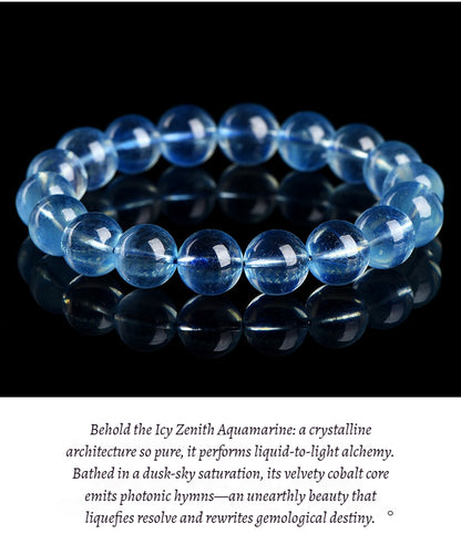 Sky-Blue Transparent Aquamarine Gemstone - Crystal Clear & Rich Color - Round Smooth Bead