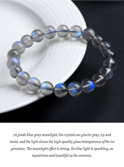 7A Quality Natural Gray Moonstone Bead Bracelet | Shimmering Adularescence | Spiritual Healing & Intuition
