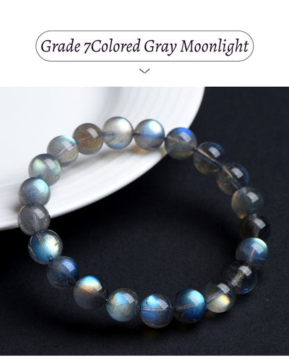 7A Quality Natural Gray Moonstone Bead Bracelet | Shimmering Adularescence | Spiritual Healing & Intuition