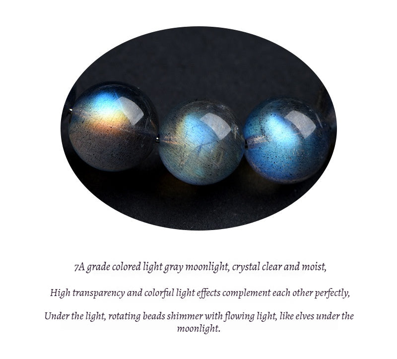 7A Quality Natural Gray Moonstone Bead Bracelet | Shimmering Adularescence | Spiritual Healing & Intuition