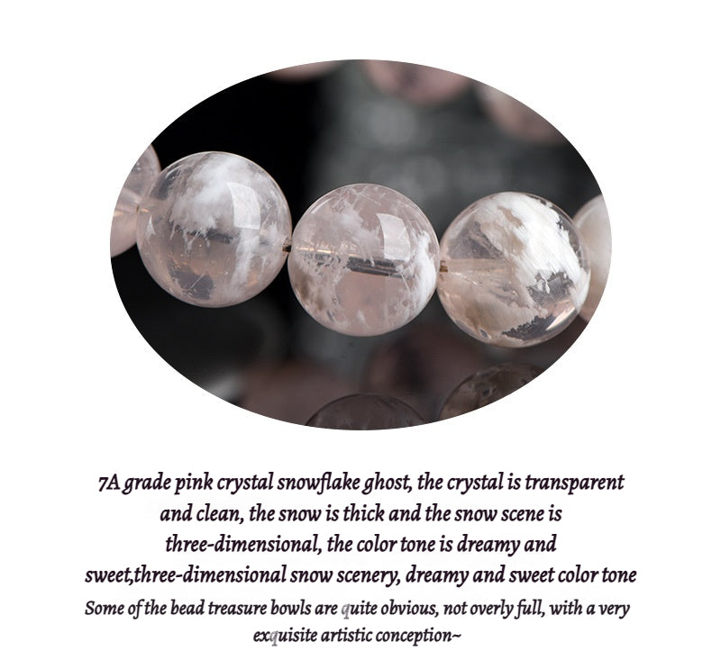 7A Natural Snow Quartz Bracelet - Healing Crystal Gift for Women -----Double Color Energy: White Clarity & Pink Love Stone Bracelet - Charged with Positive Vibes