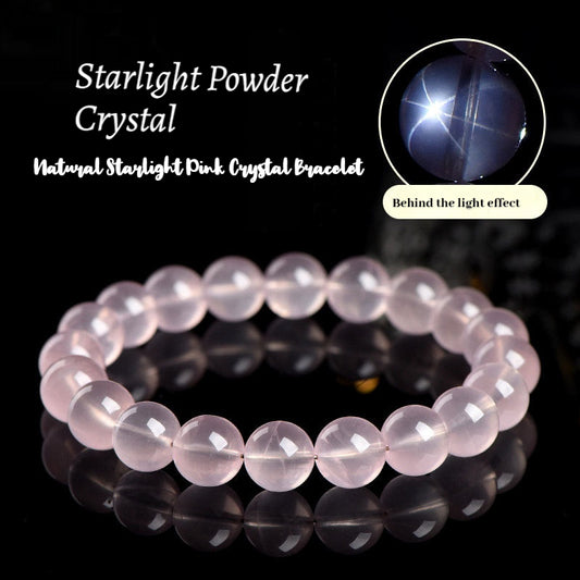 Natural Star Moissanite Pink Quartz Bracelet - Sparkling Love & Compassion Gemstone Beads for Women
