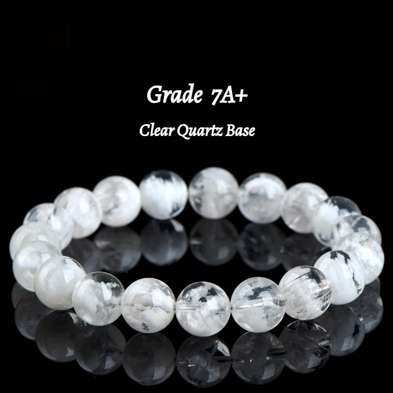 7A Natural Snow Quartz Bracelet - Healing Crystal Gift for Women -----Double Color Energy: White Clarity & Pink Love Stone Bracelet - Charged with Positive Vibes
